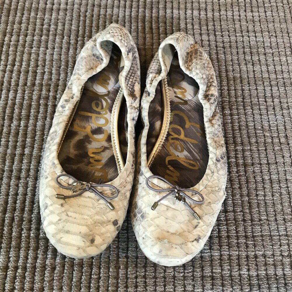 Sam Edelman Women's Felicia Leather Snakeskin Ballet Shoes Size 8.5